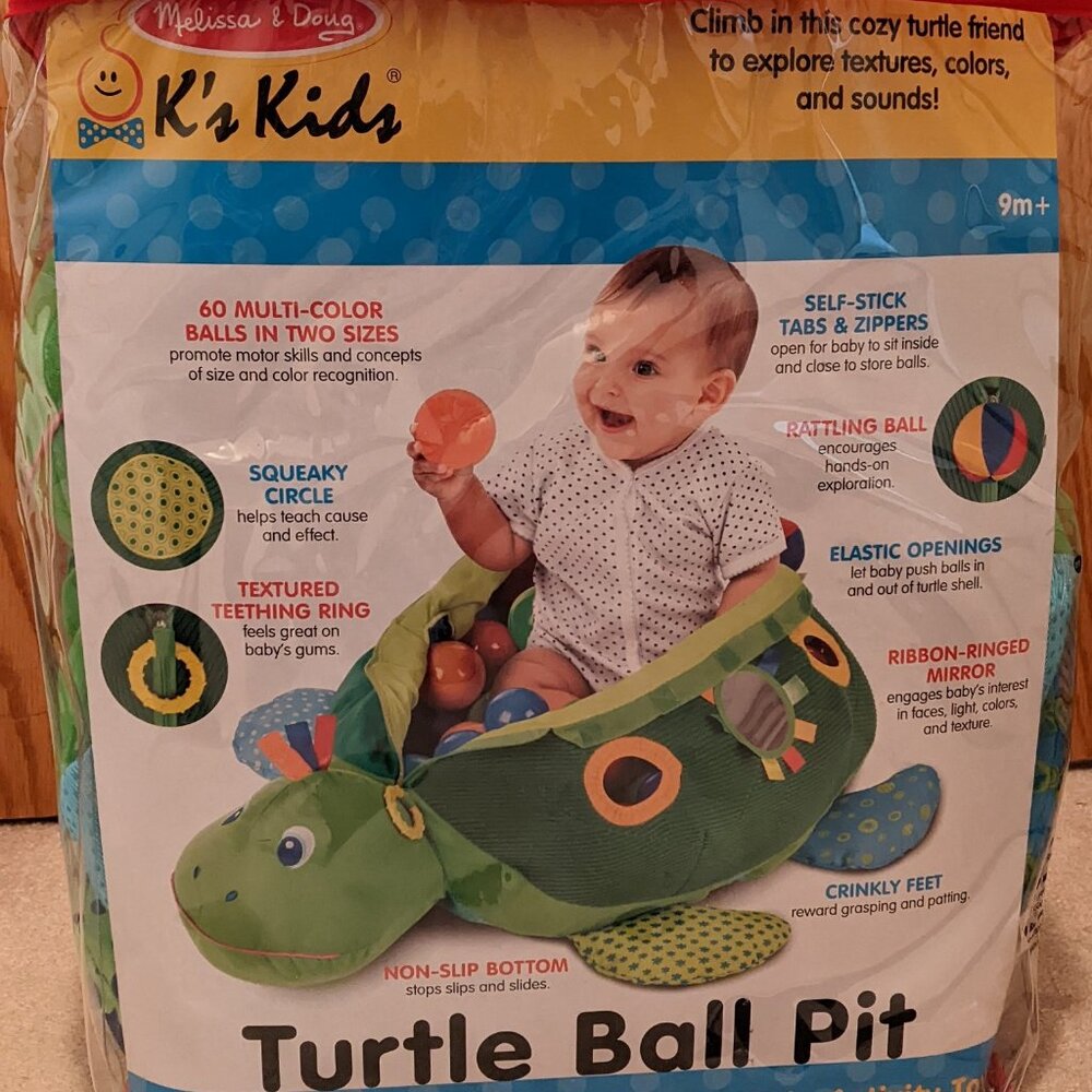 Melissa & Doug Turtle Ball Pit Sit-In Activity Toy (Like New - Missing 2 Balls)